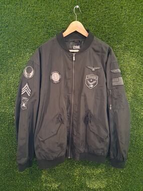 CSG Champs MA-1 Bomber Jacket Men's 2XL Black Flight Windbreaker Military...